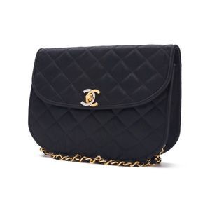 Chanel Satin Limited Matelasse Black Shoulder Paris Bag Chain Leather